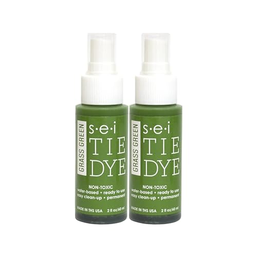 S.E.I. Grass Green Tie Dye Spray Bottle: 2oz. Non Toxic Fabric Dye Spray, DIY Permanent Clothing Dye, One Step, Ready to Use Tie Dye Supplies - 2 Pack - color: Grass Green, size: 2-Ounces