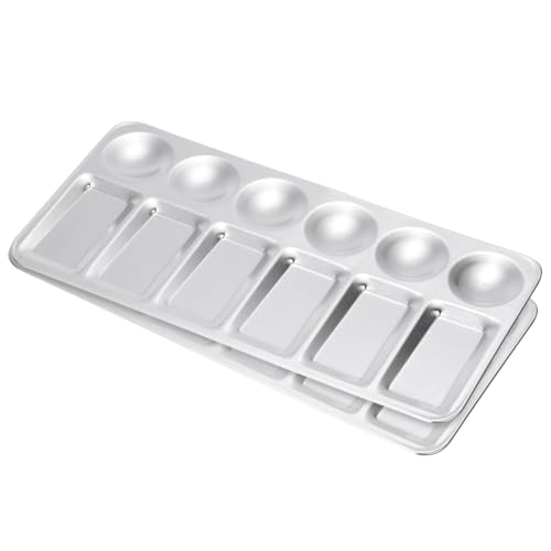 PATIKIL 12 Well Paint Tray Palette, Washable Paint Palette Aluminum Paint Tray Rectangle for Watercolor Painting Art Class Craft DIY Project, Silver