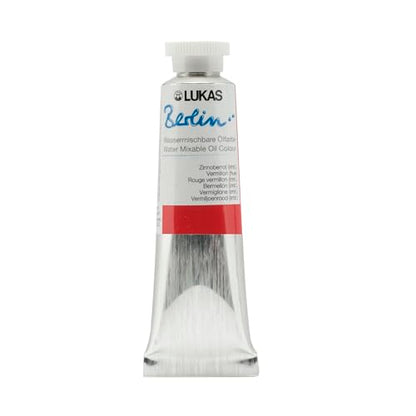 Lukas Berlin Pro Artists Water Mixable Oil Paint 37 ml Tube Vermilion Hue, Water Soluble, Lightfast Pigments, Quick Drying, Easy Clean-Up, Eco-Friendly, Professional Quality, 40 Color Range - color: Vermilion Hue, size: 1.25 Fl Oz (Pack of 1)