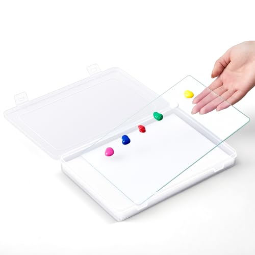 Nuanchu 1 Set Handy Glass Oil Paint Palette Included 10.2 x 6.8 x 1.2 Inches Airtight Stay Wet Palette Container and 9.7 x 6.3 Inches Tempered Glass, Keeps Paint Fresh, Ideal for Travel Outdoor, Clear - color: Clear, size: 10.2" x 6.8" x 1.2"