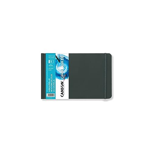 Canson Graduate Watercolor Paper, Hard Cover Art Journal, 8.5x5.5 inches, 28 Sheets — Artist Paper for Paint, Pencil, Ink, Marker, Illustration - size: 8.5x5.5