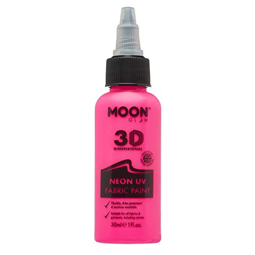Moon Glow - Neon UV 3D Fabric Paint - 1.01fl oz - Intense Pink - Textile paint for clothes, t-shirts, bags, shoes & canvas - color: Intense Pink