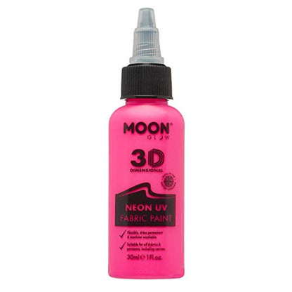 Moon Glow - Neon UV 3D Fabric Paint - 1.01fl oz - Intense Pink - Textile paint for clothes, t-shirts, bags, shoes & canvas - color: Intense Pink