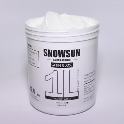 SNOWSUN Basics Titanium White Acrylic Paints, Large Bulk Acrylic Paint (42.4 oz, 1000ml) Non Toxic Gloss Heavy Body Art Paint for Multi-Surface, Ideal for Canvas Wood Ceramic Fabric and Nail Art Leather, Stone Craft, for Artists & Beginners - color: titan