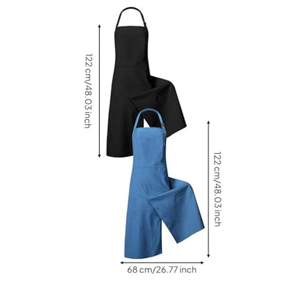 Waterproof Apron Canvas Artist Smock Split Leg Design Multiple Pockets Adjustable Neck and Waist Breathable Material Suitable for Teaching Workshop, Black-blue
