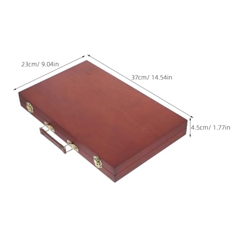 TEHAUX Wooden Painting Box Hand-Held Art Storage Case Portable Drawing Tool Organizer 14.56X9.05X1.77 Inches for Outdoor Artists and Students