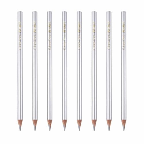 MECCANIXITY 8 PCS Colored Pencils Set, Wooden Oil Based Colored Drawing Pencils for Artists Art Supplies for Teens Adults, Silver - color: Silver