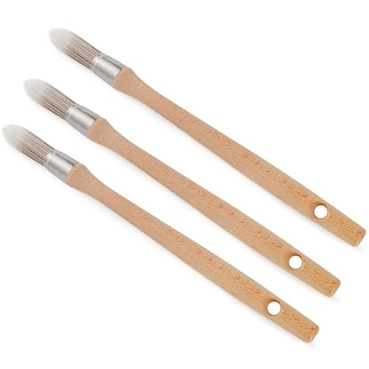 Trim Paint Brush, 0.6 Inch, 3 Pack, Small Paint Brushes for Walls, Touch Up, Trim Painting Tool for Detail Areas and Corners, Round Paint Brushes, Trim Brushes for Painting House Wall Edges - size: 0.6 Inch Round, 3 Pack