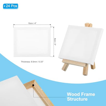 PATIKIL 4x3 Canvas Boards for Painting, 24Pack Cotton Wood Frame Rectangle Triple Primed Stretched Blank Canvas Panel for Acrylic, Oil, Tempera Paint,White - size: 4x3"