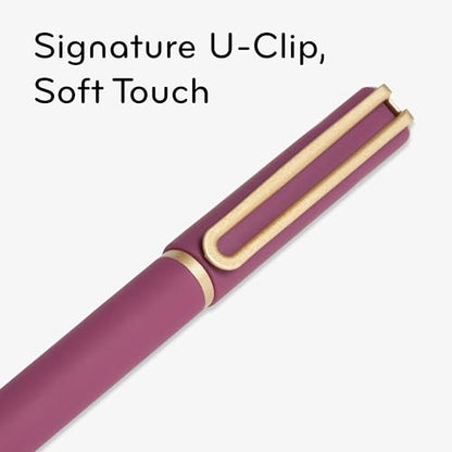 U Brands Catalina Felt Tip Pens, Set of 6 Black Ink Pens, Soft Touch Jewel Tones, Gold Details, Medium (0.7 mm) Point