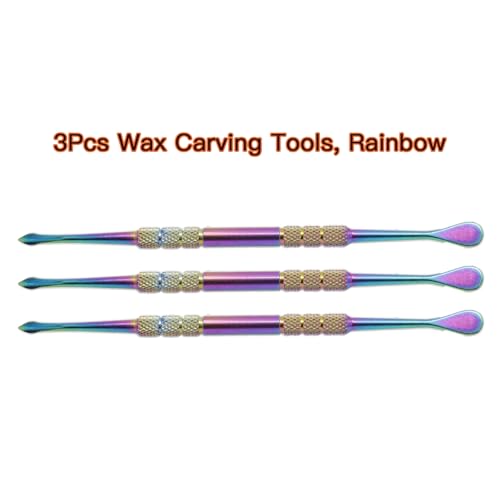Joyangy 3PCS Wax Carving Tools, Stainless Steel Double-Headed Sculpting Kit, 4.6" Wax Modeling Engraving Spoons for Clay Pottery Molding Shaping, Rainbow - size: 3 Pack(Rainbow)