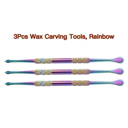 Joyangy 3PCS Wax Carving Tools, Stainless Steel Double-Headed Sculpting Kit, 4.6" Wax Modeling Engraving Spoons for Clay Pottery Molding Shaping, Rainbow - size: 3 Pack(Rainbow)