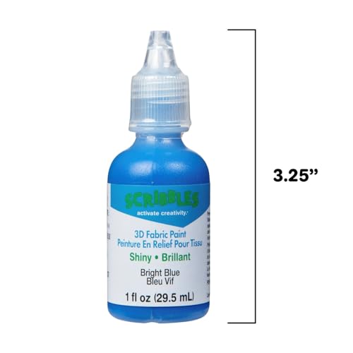 Scribbles 54126 3D Fabric Paint Shiny-Bright Blue - color: Blue, size: 1 Fl Oz (Pack of 1)