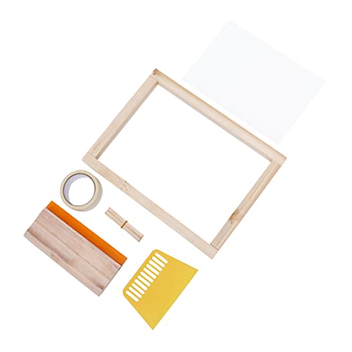 STOBOK Silk Screen Printing Kit with Squeegees Inkjet Transparency Film Frame and Mask Tape DIY Printing Projects and Family Activities