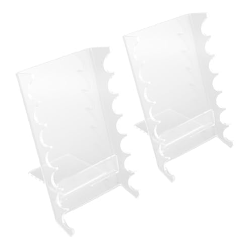 banapoy 2Pcs Acrylic Pen Display Stand, 7 Slots Pen Holder Makeup Brush Drying Rack Paint Brush Rack Holder, for Office Home Desk