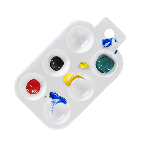 U.S. Art Supply 6-Well Plastic Rectangular Artist Painting Palette - Paint Color Mixing Tray - Art Students, Classroom, Class Craft Projects, Fun Parties - Brush Mix Acrylic, Oil, Watercolor - size: 6-Well Rectangular