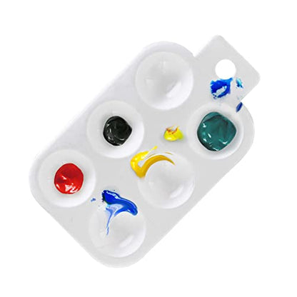 U.S. Art Supply 6-Well Plastic Rectangular Artist Painting Palette - Paint Color Mixing Tray - Art Students, Classroom, Class Craft Projects, Fun Parties - Brush Mix Acrylic, Oil, Watercolor - size: 6-Well Rectangular