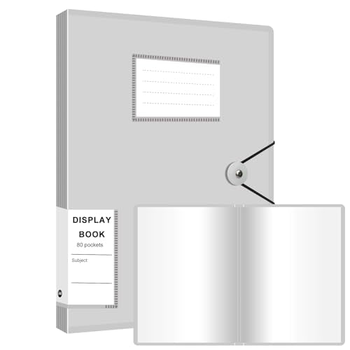 80 Pocket Portfolio Binder with Plastic Sleeves, 8.5 x 11 Art Portfolio Folder with Clear Sheet Protectors, Presentation Book Display 160 Pages for Artwork Document Organizer, White - color: White