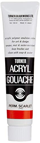 Turner Colour Works Acryl Gouache Artist Acrylic Paint - Single 100 ml Tube - Permanent Scarlet - color: Permanent Scarlet, style: 3.4 fl oz (100