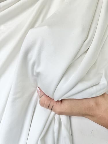 Cotton Jersey Spandex Fabric - Soft - Breathable - All Way Stretch Fabric - Medium Weight - Perfect Choice for Baby Grow, Tshirts, and Cotton Jersey Sheets - 58 Inches Wide - 1 Yard (White) - color: White
