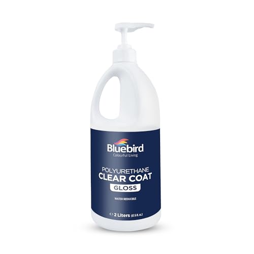 Bluebird Polyurethane Clear Coat for Furniture, Paintings, Water-Based Professional Varnish (Gloss, 67.6 Fl Oz)