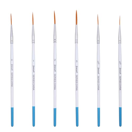 6PCS Rigger Brush Watercolor, Professional Sable Liner Brushes for Painting, Fine Point Tip Pinstriping Brush, Scroll Outlining Brush for Acrylic Watercolor Oil