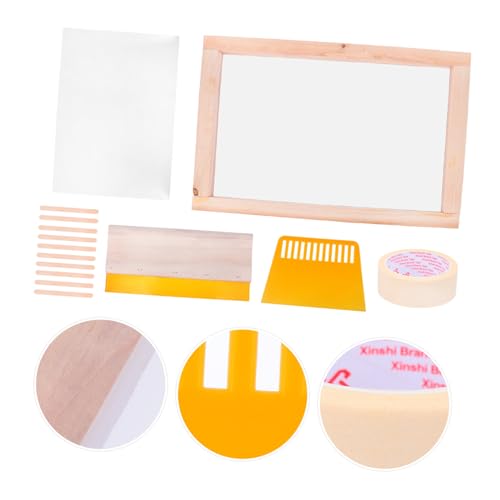 LALAFINA Screen Printing Kit Starter Tools Stick Film Tape Frame Squeegee Shirt and Bag Printing