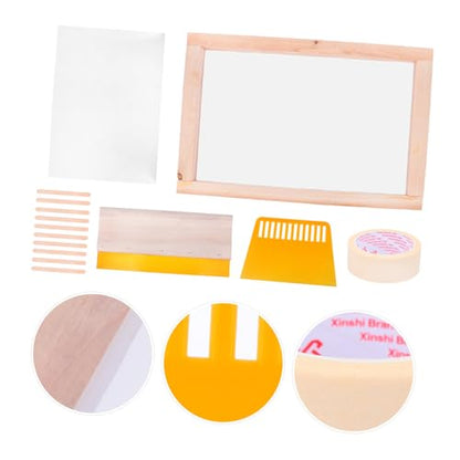 LALAFINA Screen Printing Kit Starter Tools Stick Film Tape Frame Squeegee Shirt and Bag Printing