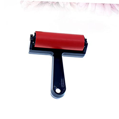 SEWACC Artist Rubber Roller Brush for Ink Painting 10cm Length Red for Scrapbooking Wall Art and Drawing Projects