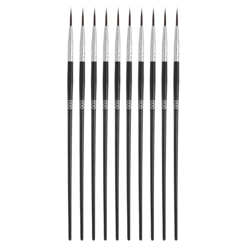 MECCANIXITY 10Pcs Fine Pointed Miniature Paint Brushes, Small Detail Paint Brush for Acrylic Watercolor Oil Model Painting Crafts Rock Painting and DIY Art(Black #000) - color: Black, size: #000