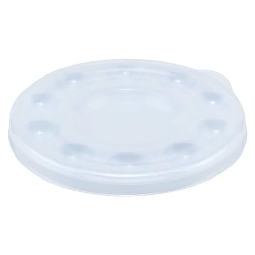 Creative Mark 10-Well Round Plastic Paint Palette with Lid - Pack of 12, Durable, Reusable, Solvent-Resistant, with Oversized Paint Wells Mixing and Color Theory - 7.4ml (0.25oz) Per Well