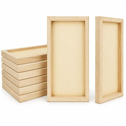APACALI 8 Pack Unfinished Wood Canvas Boards for Painting, Approx. 11.6 x 5.8 Inch Rectangular Cradled Wood Panels, 3/4 Inch Deep Blank Wood Art Boards for Acrylic, Pouring, Mixed Media and Crafts