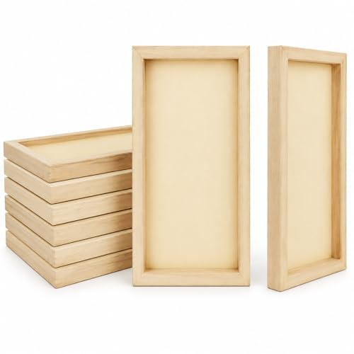 APACALI 8 Pack Unfinished Wood Canvas Boards for Painting, Approx. 11.6 x 5.8 Inch Rectangular Cradled Wood Panels, 3/4 Inch Deep Blank Wood Art Boards for Acrylic, Pouring, Mixed Media and Crafts