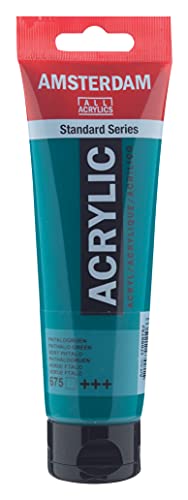 Amsterdam Standard Series Acrylic Tube 120ml Phthalo Green 675 (17096752) | Vibrant Color with Acrylic Resin Binder, High Lightfastness, Water-Based, Strong Coverage, Visible Brush Strokes - color: Phthalo Green, size: 4.06 Fl Oz (Pack of 1)