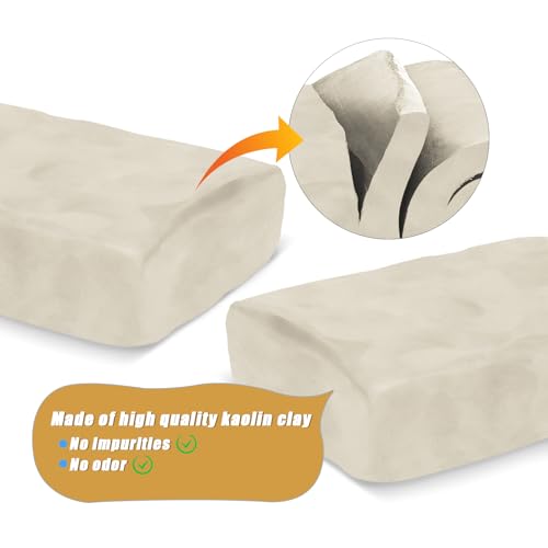 ZEHIQ Air Dry Clay-2.2 lbs Natural White Pottery Clay for Craft Projects | Wheel Throwing, Hand Building, Sculpting Molding, No Baking Required, Self-Hardening, Beginners & Professional Artists - color: white