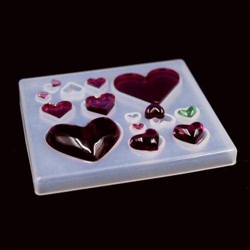 3Pcs Heart Earring Resin Mold for DIY Craft, Cavity Heart Silicone Mold for Keychain Pendant, Heart Shape Epoxy Resin Mold for Jewelry Necklace Bead and DIY Pendant Necklace,Heart Jewelry Casting Mold