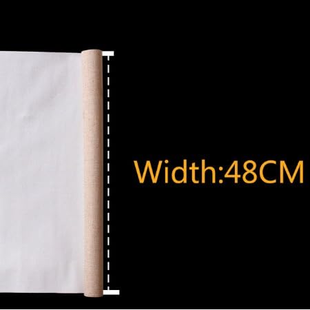 Cotton Canvas Roll, Linen Blend Primed Canvas Roll for Acrylic Oil Painting 1M Length Widths 28-88cm(Width 48cm 1M Length) - color: Width 48cm 1M length