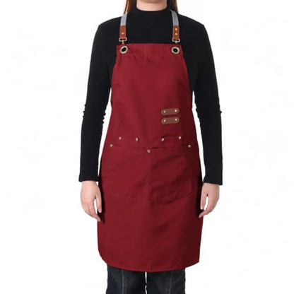 Aoomzoon Durable Kitchen Apron,Multifunctional Chef Aprons for Women & Men with Pockets for Cooking Baking & Daily Use - color: Red