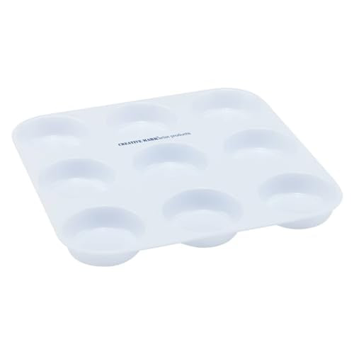 Creative Mark 9-Well Plastic Muffin Tray Paint Palette - Pack of 12, Durable, Reusable, Solvent-Resistant, with Oversized Paint Wells for Students, Artists, Teachers - 60ml (2oz) per Well - size: 9 Wells