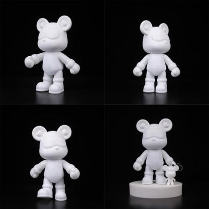 DIY Fluid Bear + Keychain Painting Set, Teddy Bear Figure for Creative Fluid Art and Home Decoration (9 Inch, Blank Mold) - size: 9 Inch