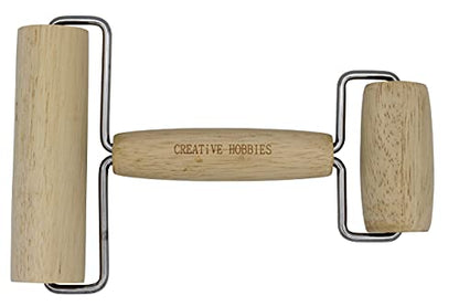 Creative Hobbies Hardwood Pony Roller - 2 in 1 Design Dual Roller Tool for Ceramic, Pottery Clay Working, Rhinestone Embroidery Diamond Painting, Craft Clay Roller, Wooden Roller