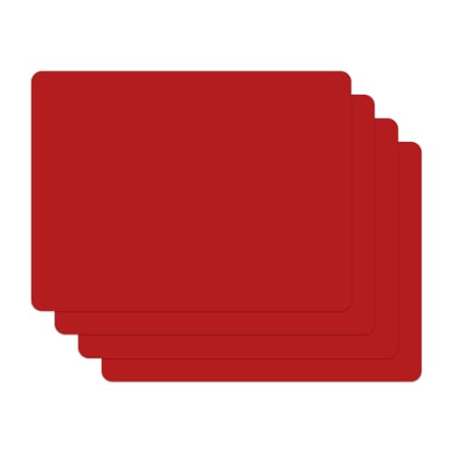 Silicone Placemats, Food-Grade Non-Slip Waterproof, Dining, Countertop Protector, Kitchen Counter Mat, Heat Resistant, Baking mat Dishwasher Safe - color: Red, size: 15.7 x 11.8 in - 4pcs (0.04 in)