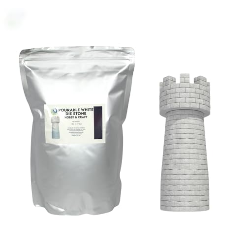 Casting Stone Powder - White Pourable Stone - Ideal for Molding, Sculpting, Pottery, Magnets, Fine Art, and Crafts - 5 lbs - Includes Scoop - No Vibration Needed - Bubble Free - Mix & Pour - Plaster