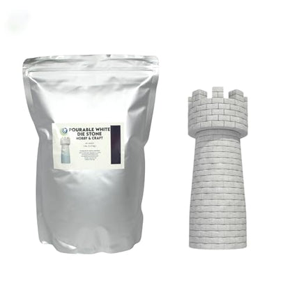 Casting Stone Powder - White Pourable Stone - Ideal for Molding, Sculpting, Pottery, Magnets, Fine Art, and Crafts - 5 lbs - Includes Scoop - No Vibration Needed - Bubble Free - Mix & Pour - Plaster
