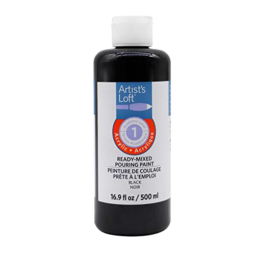 Artist's Loft Black Acrylic Ready-Mixed Pouring Paint - Academic Level 1 Paint for Drawing, Painting, Art & Crafts Supplies - Bulk 12 Pack - color: Black