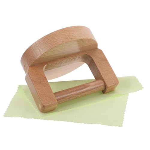 CORHAD Wooden Stamp Press Block Round Beech Wood Handle and Wipe Cloth, Handheld Printmaking Burnisher Tool for Linocut and Craft Printing Press Accessories