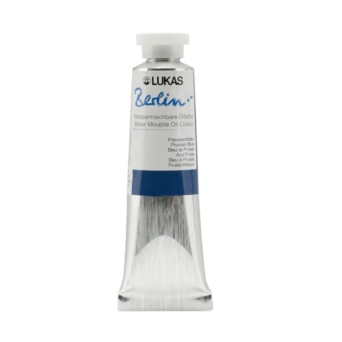 Lukas Berlin Pro Artists Water Mixable Oil Paint 37 ml Tube Prussian Blue, Water Soluble, Lightfast Pigments, Quick Drying, Easy Clean-Up, Eco-Friendly, Professional Quality, 40 Color Range - color: Prussian Blue, size: 1.25 Fl Oz (Pack of 1)