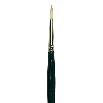 Princeton Ashley, Brushes for Acrylic and Oil Series 5200, Interlocked Chungking Bristle, Round Size 2 - color: Blue Green Round, size: Size 2