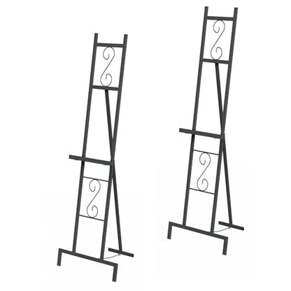 OUSHENG 2 Pack Easel Stand for Sign, Large Wedding Welcome Mirror Holder, Adjustable Free Standing Painting Rack with Chain Support for Display Poster Picture Frame Art, 17" x 17" x 58", Black