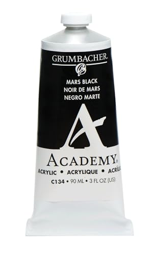 Grumbacher Academy Acrylic Paint, Gloss, 90ml/3 oz Metal Tube, Mars Black Hue - color: Mars Black, size: 3 Fl Oz (Pack of 1)